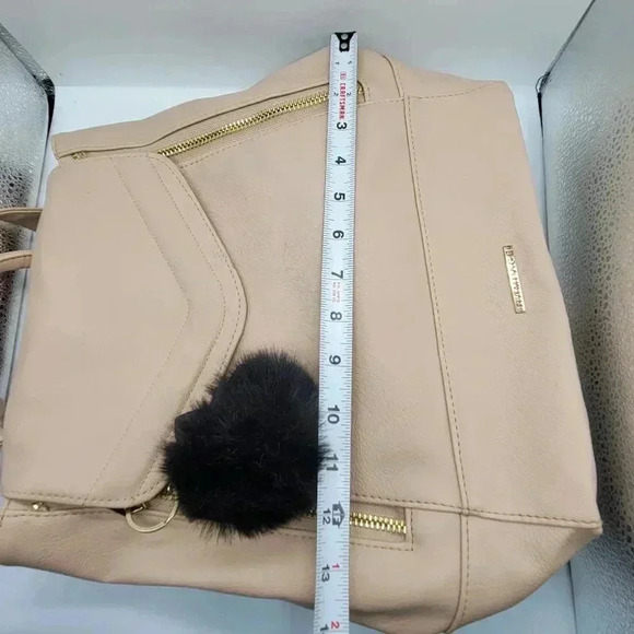 RAMPAGE Vegan Taupe PVC Gold Zipper Accents Backpack Purse Bag Beige Color - Picture 13 of 14